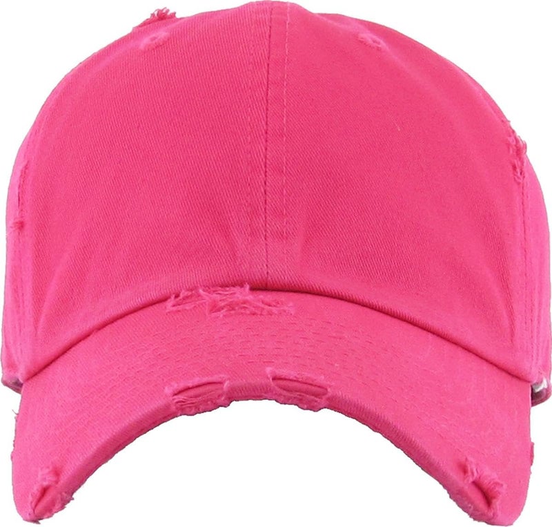 KBETHOS KBE-VINTAGE HPK Vintage Washed Cotton Baseball Cap, Hot Pink - Image 2
